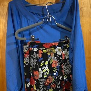 Bought from QVC 2 pc. outfit. Royal blue top & multicolored skirt that matches